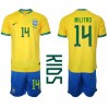 Brasilien Eder Militao #14 Hemmaställ Barn VM 2022 Korta ärmar (+ Korta byxor)